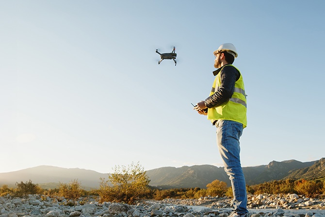 Surveyor flying drone
